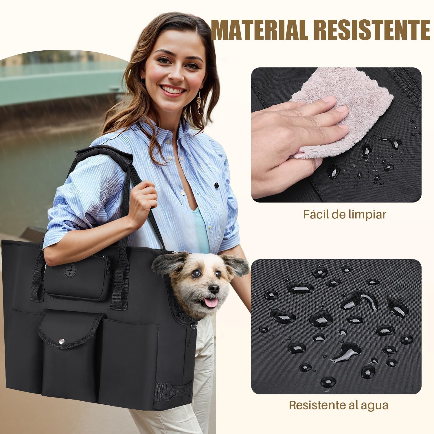 SlowTon Transportin para Perros - Bolsa Transporte Transpirable para Mascotas Portátil para Mascotas con Correa Seguridad, Ideal para Perros y Gatos de hasta 5.5 kg para Paseos Viajes 40CM*19CM*33CM