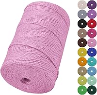 Vista 31 de Cuerda de yute natural de 0.079 pulgadas y 328 pies para manualidades, cuerda de yute de colores de 3 capas para envoltura de regalos, jardinería