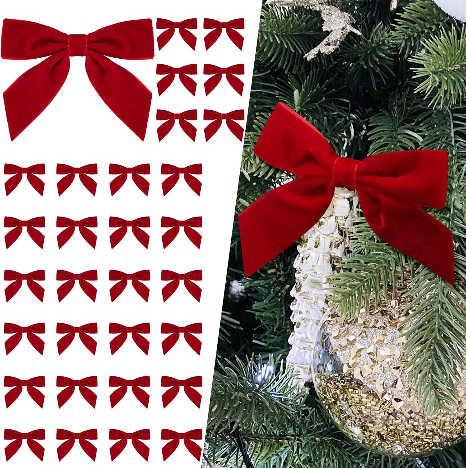 30PCS Red Velvet Bows