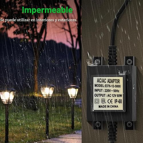 LED Transformer 12 V Power Supply AC/AC 60 W, Outdoor Power Supply Transformer IP68, Transformer 220 V 12 V with Plug, LED Power Supply 12 V for LED Lighting and Pond Pumps - 5