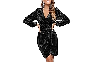 Women's 2024 Long Sleeve Wrap Velvet Mini Dress