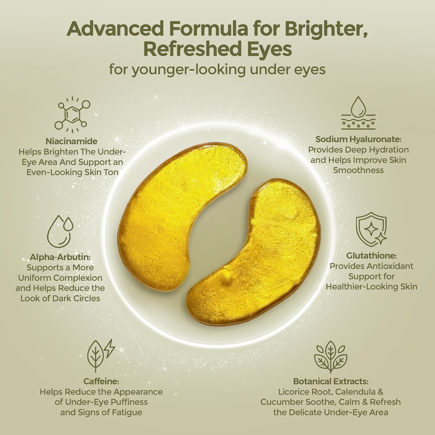 19/90 Under Eye Patches for Dark Circles & Puffiness – Hydrogel Eye Masks with Caffeine, Niacinamide & Collagen – Helps Reduce the Look of Bags & Fine Lines, Gold, (15 Pairs) - Image 7