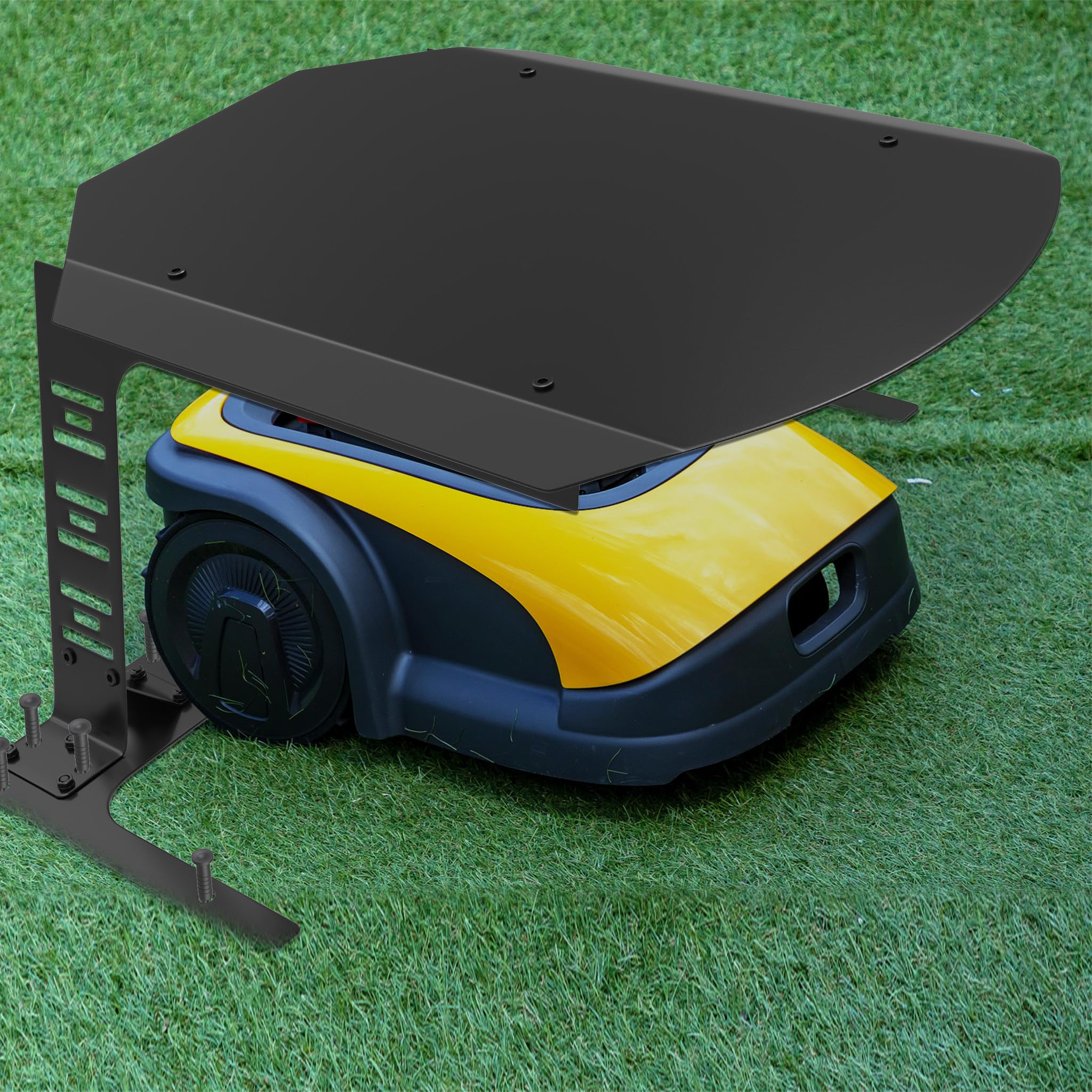 LZQ - Tettoia stabile per robot tagliaerba in ferro - Tetto robusto per robot tagliaerba e Landroid - Resistente alle intemperie, protezione UV, 77x94x36 cm