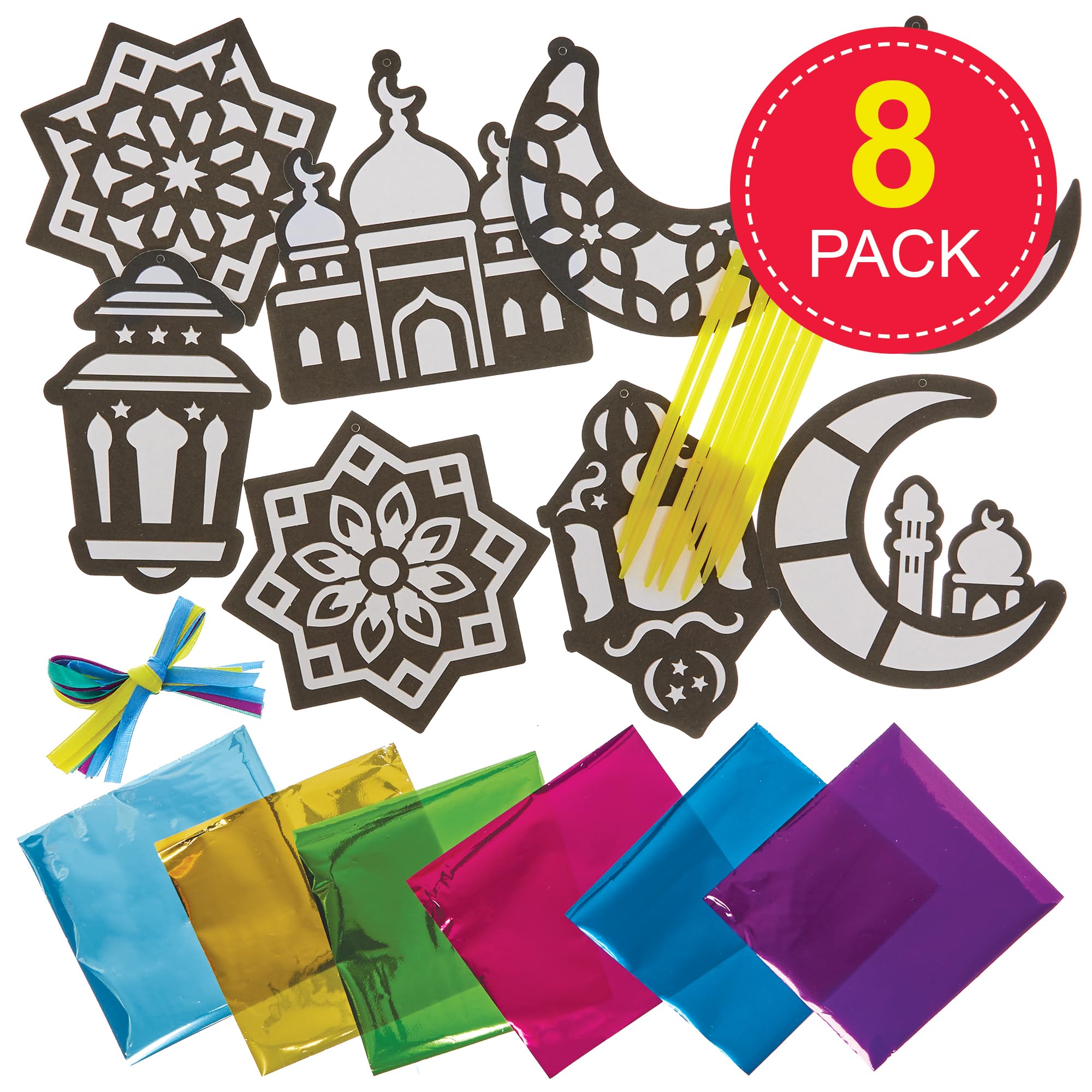 Baker Ross FN364 Ramadan Foil Art Decorations - Pack of 8, Ramadan Arts and Crafts Decorations for Kids, multicolor, 17.5 cm x 26.3 cm - Image 2