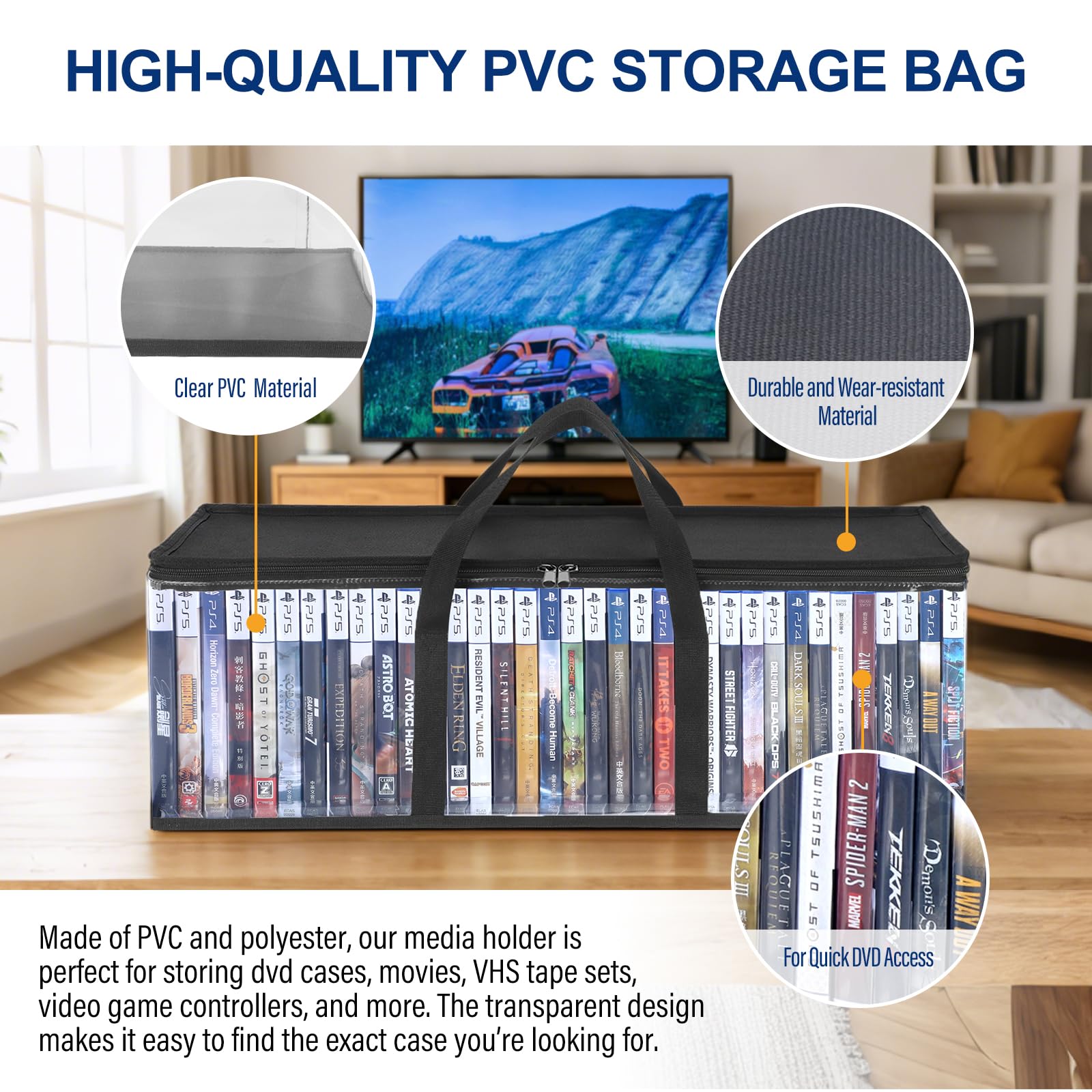 Amazon.com: CCidea DVD Storage Bags Set of 2, Clear PVC Media