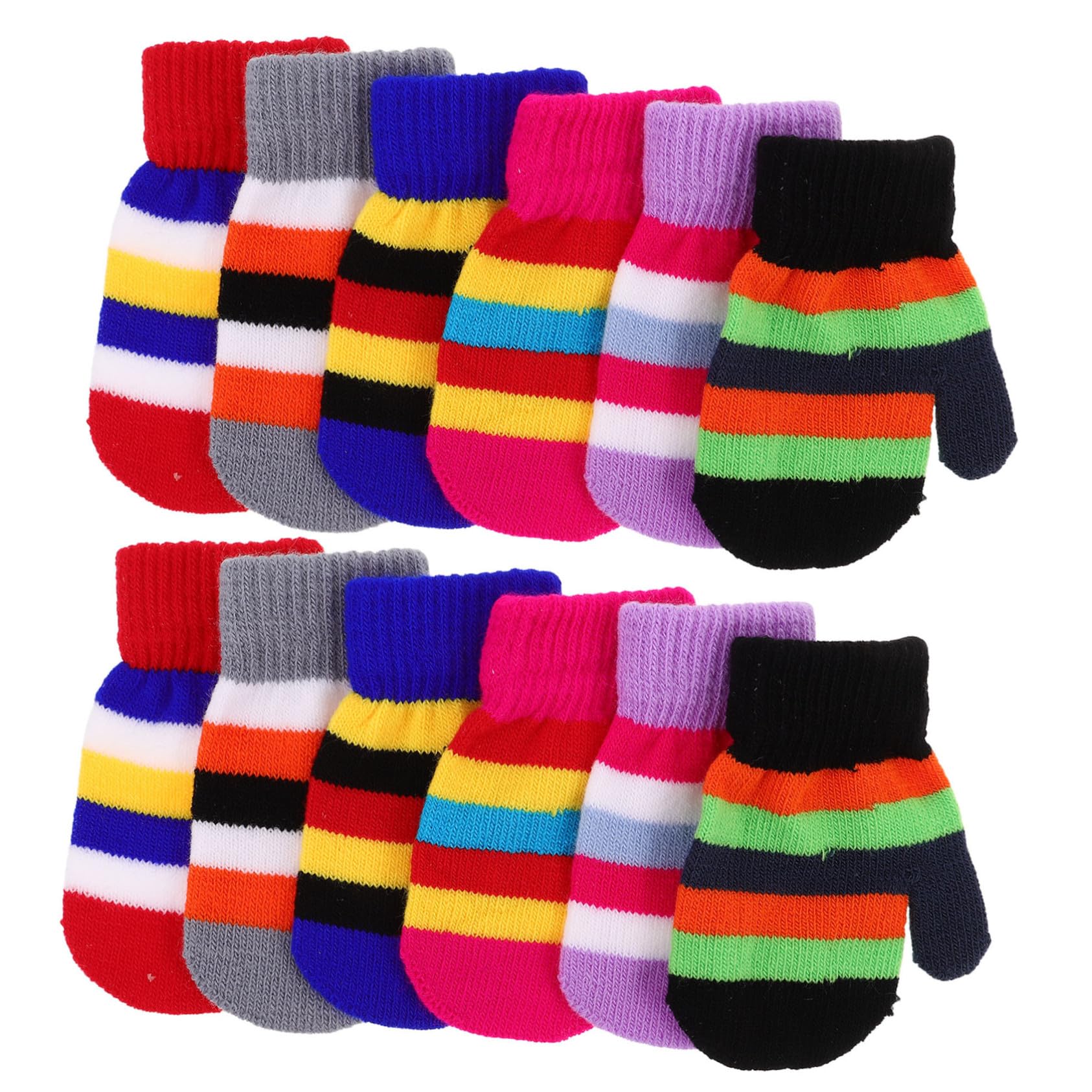 24 Paires Garçon Fille Doux et Élastiques Mitaines Tricotées Colorées Hiver Chauds à Doigts pour et Protection Froid pour Tout-petits