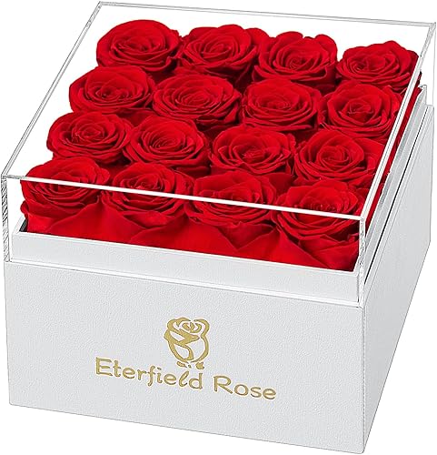 Eterfield - Rosas conservadas que duran un año en caja Eterfield Rose de rosas auténticas sin fragancia regalo para su pareja Eterfield - Rosas conservadas que duran un año en caja Eterfield Rose de rosas auténticas sin fragancia regalo para su pareja