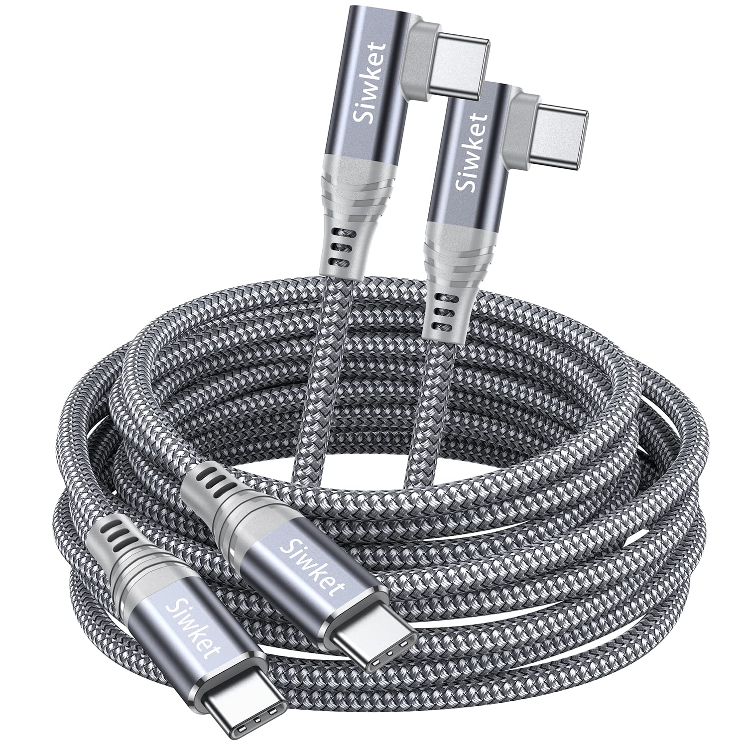 USB C to USB C Charger Cable 60W, [2m 3m 2-Pack] 90 Degrees Type C to Type C Fast Charging Cable Right Angle Compatible with Samsung S21 S20,Note 20 Ultra10 9 8,MacBook Pro,iPad Air/Pro,Switch,Pixel