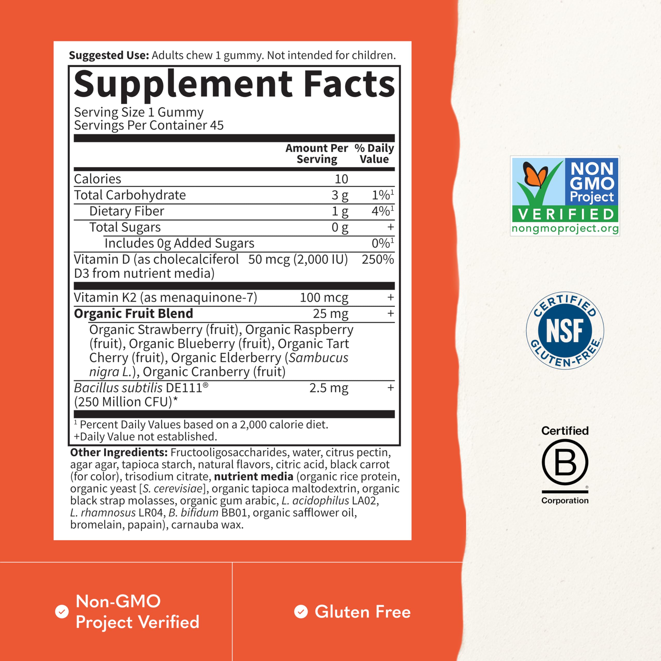 Garden of Life Vitamin Code D3 & K2, Raspberry Lemon Flavor, 45 Gummies — Amazon image 3