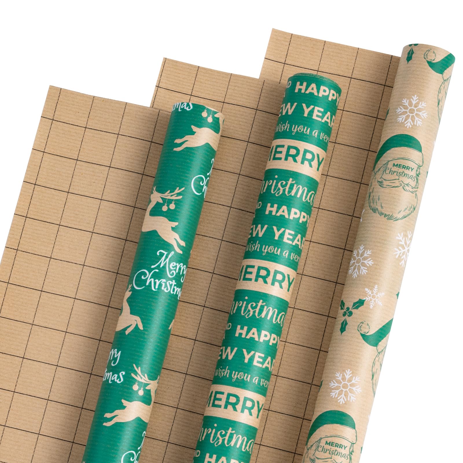 Wikadlik Rotolo di carta da regalo natalizia per regali, albero di