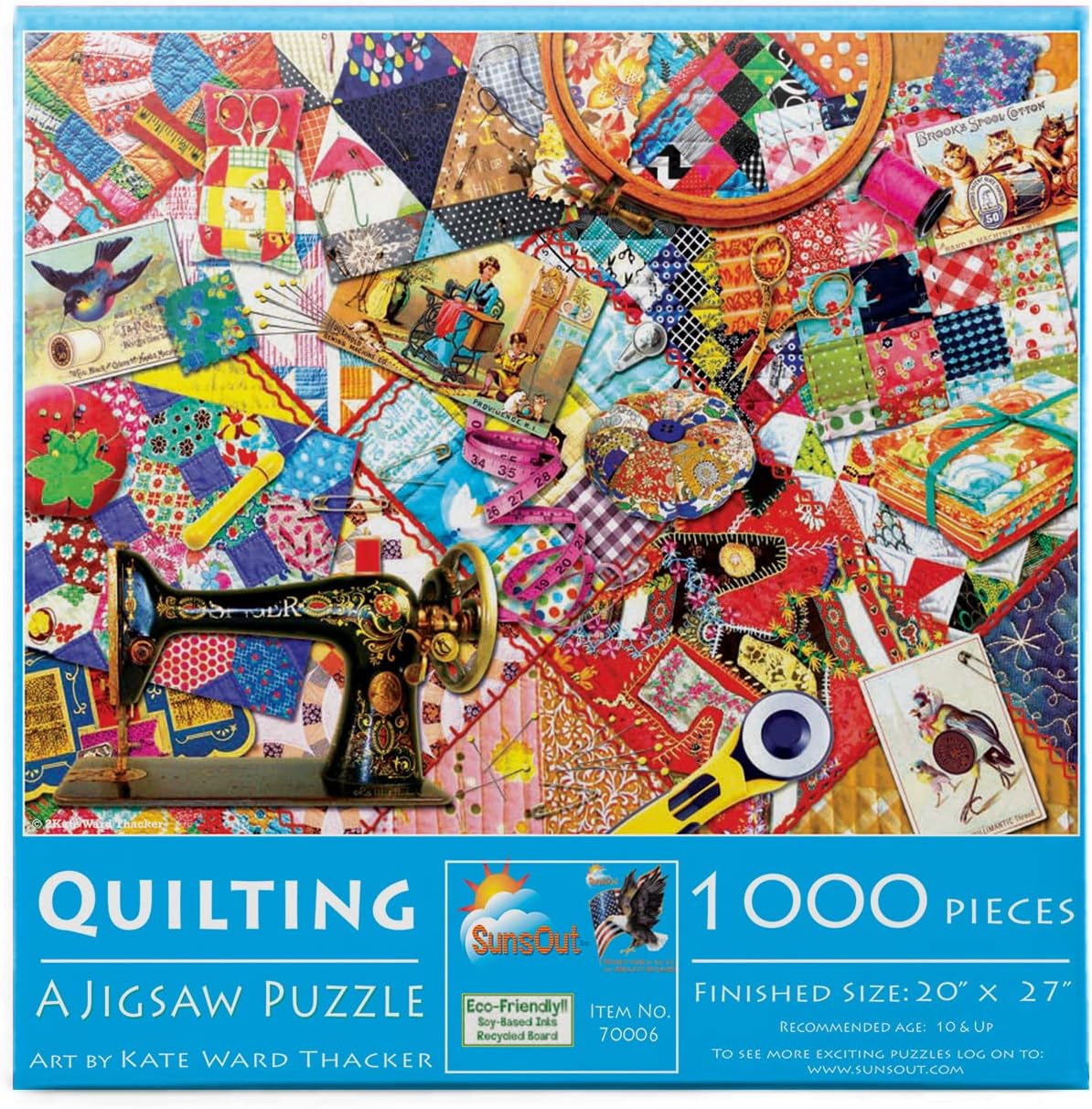 SUNSOUT INC - Quilting - 1000 pc Jigsaw Puzzle by Artist: Kate Ward Thacker - Finished Size 20" x 27" Quilting - MPN# 70006