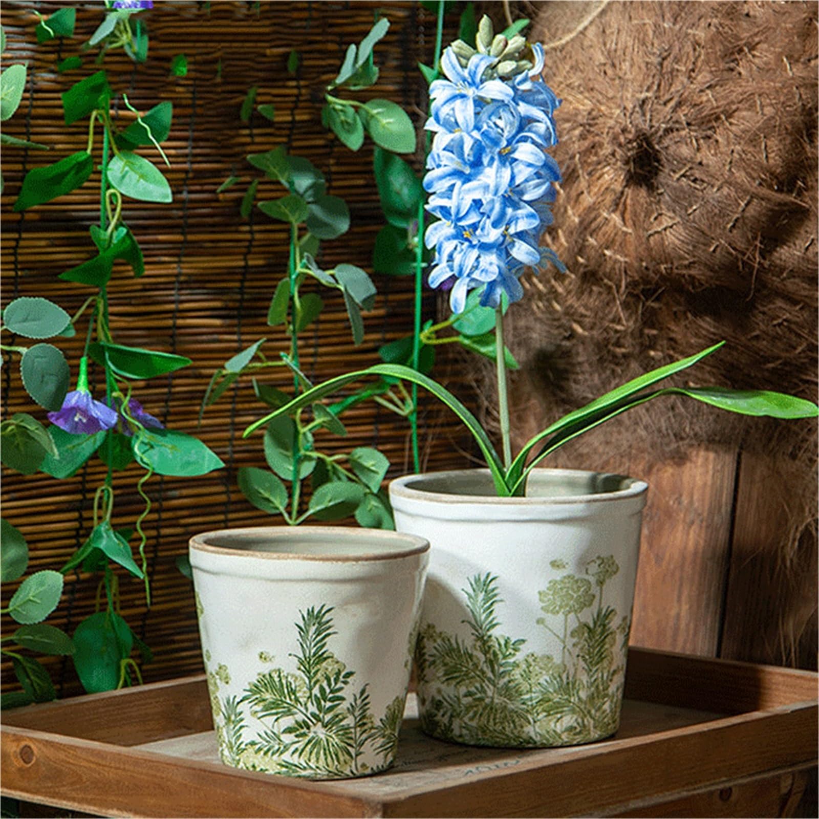 Pot de Fleurs Salon de Style Jardin Vintage : jardinières en céramique vieillies, conçues spécifiquement for Le Jardinage Plantes de la Maison, succulentes, Fleurs(Blue,Moyen)