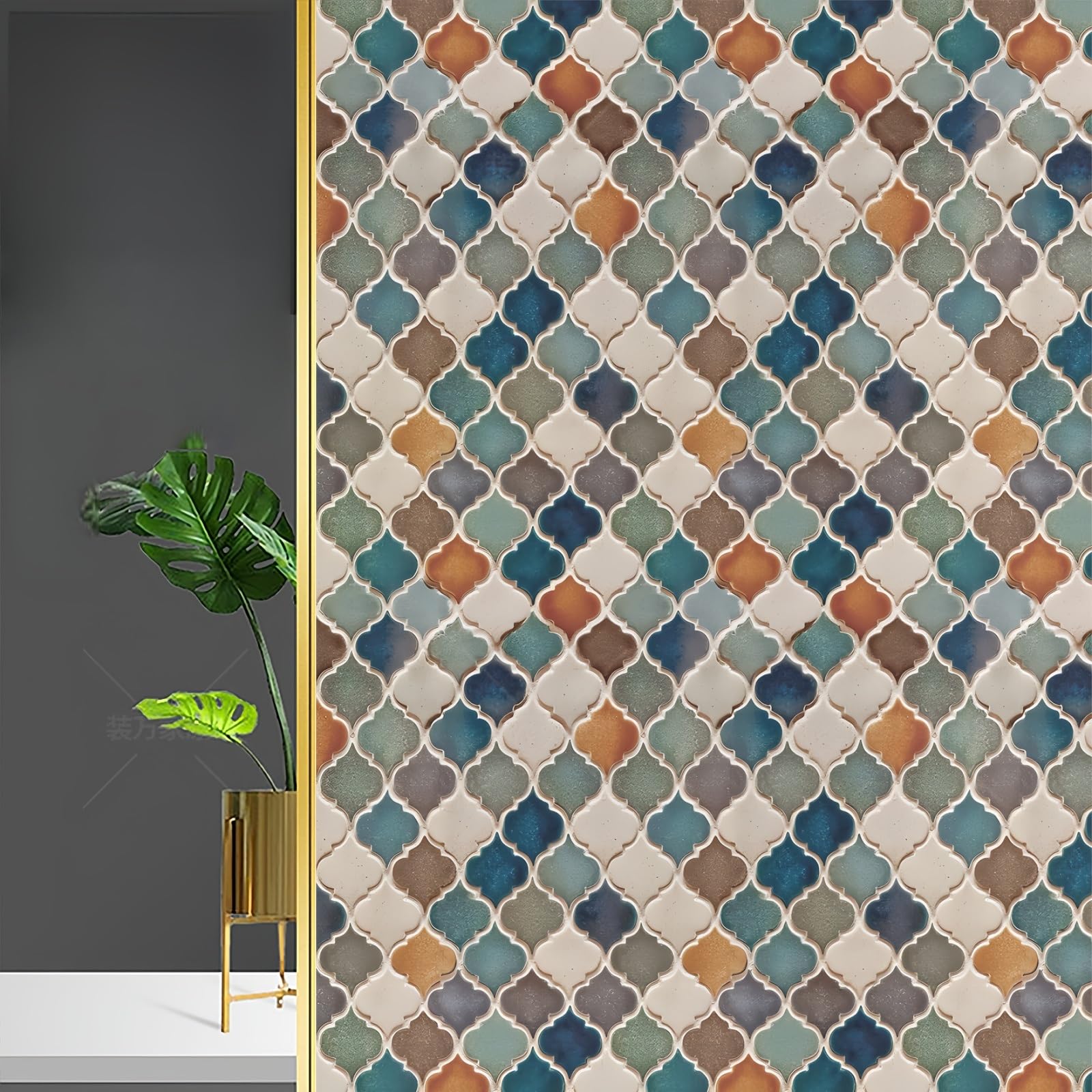 Stained Glass Stickers Window Privacy Film PVC Window Clings Frosted Glass Film Privacy Static Cling Sticker Uv Window Film Heat Blocking Waterproof For Bathroom Kitchen(80x100cm)