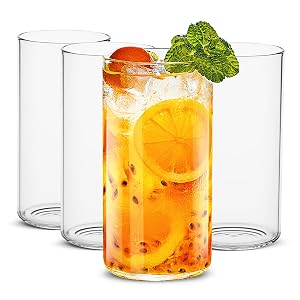 LUXU Drinking Glasses 19 oz Thin Highball Glasses Set of 4 Clear Tall Glass Cups For Water Juice