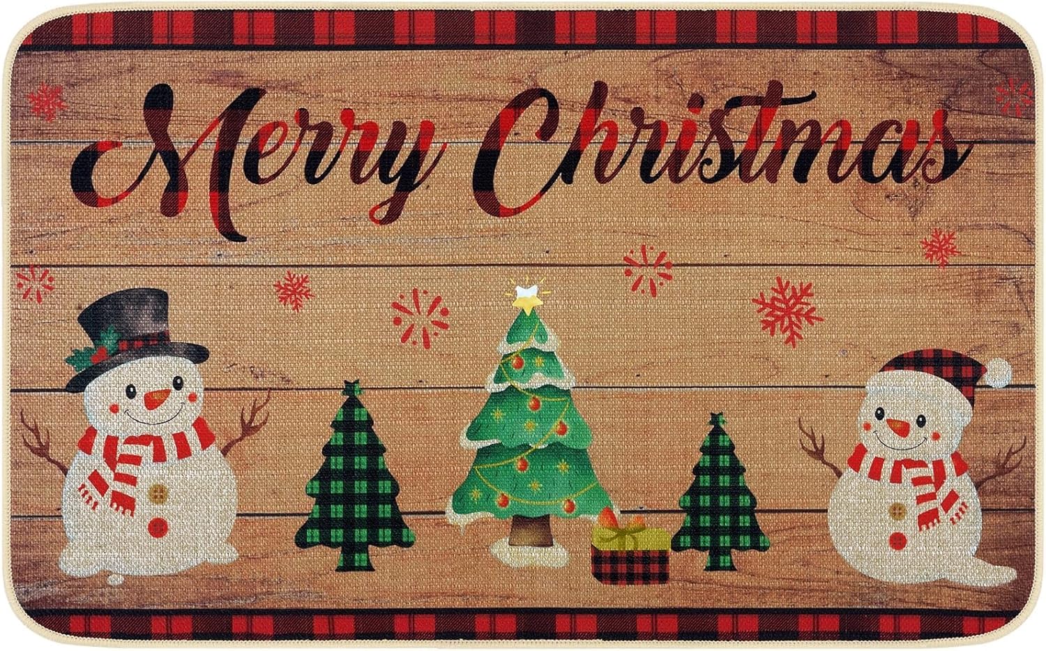 WERNNSAI Merry Christmas Doormat Xmas Welcome Door Mat Non-Slip Rubber Entry Doormat Winter Seasonal Decorative Floor Mat for Home Holiday Decor, 17” x 27.5” (Snowman)