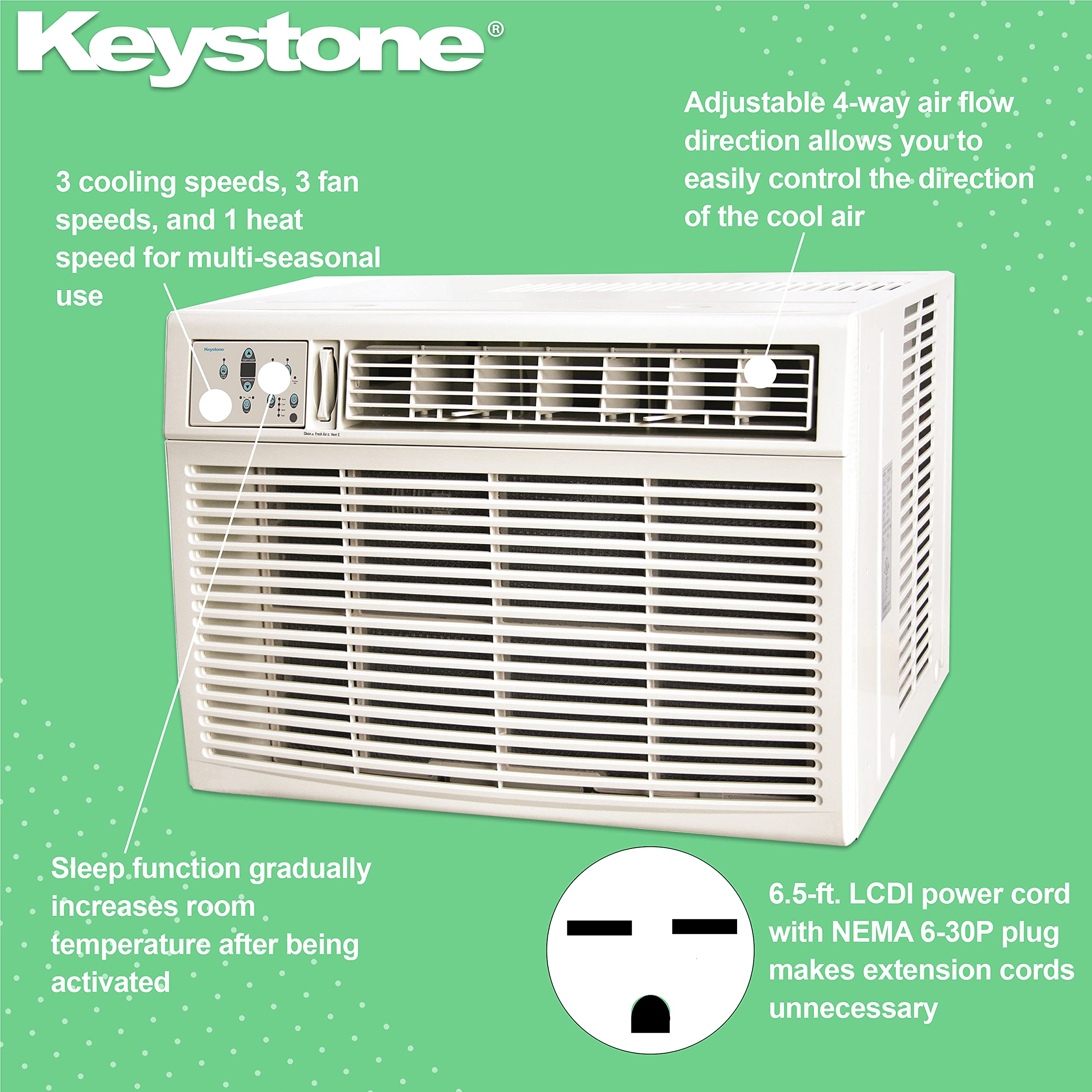 Buy KEYSTONE 18,000 BTU 230V Window Air Conditioner 16,000 BTU