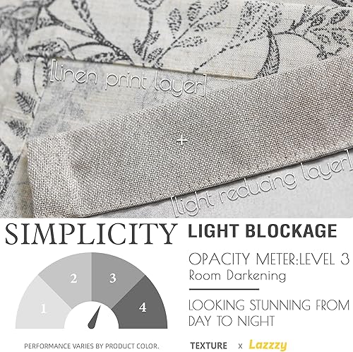 Miniatura 6 de jinchan Cortina de lino con cenefa de lino con diseño floral de doble capa, cenefa de otoño para cocina, cenefa rústica para sala de estar,