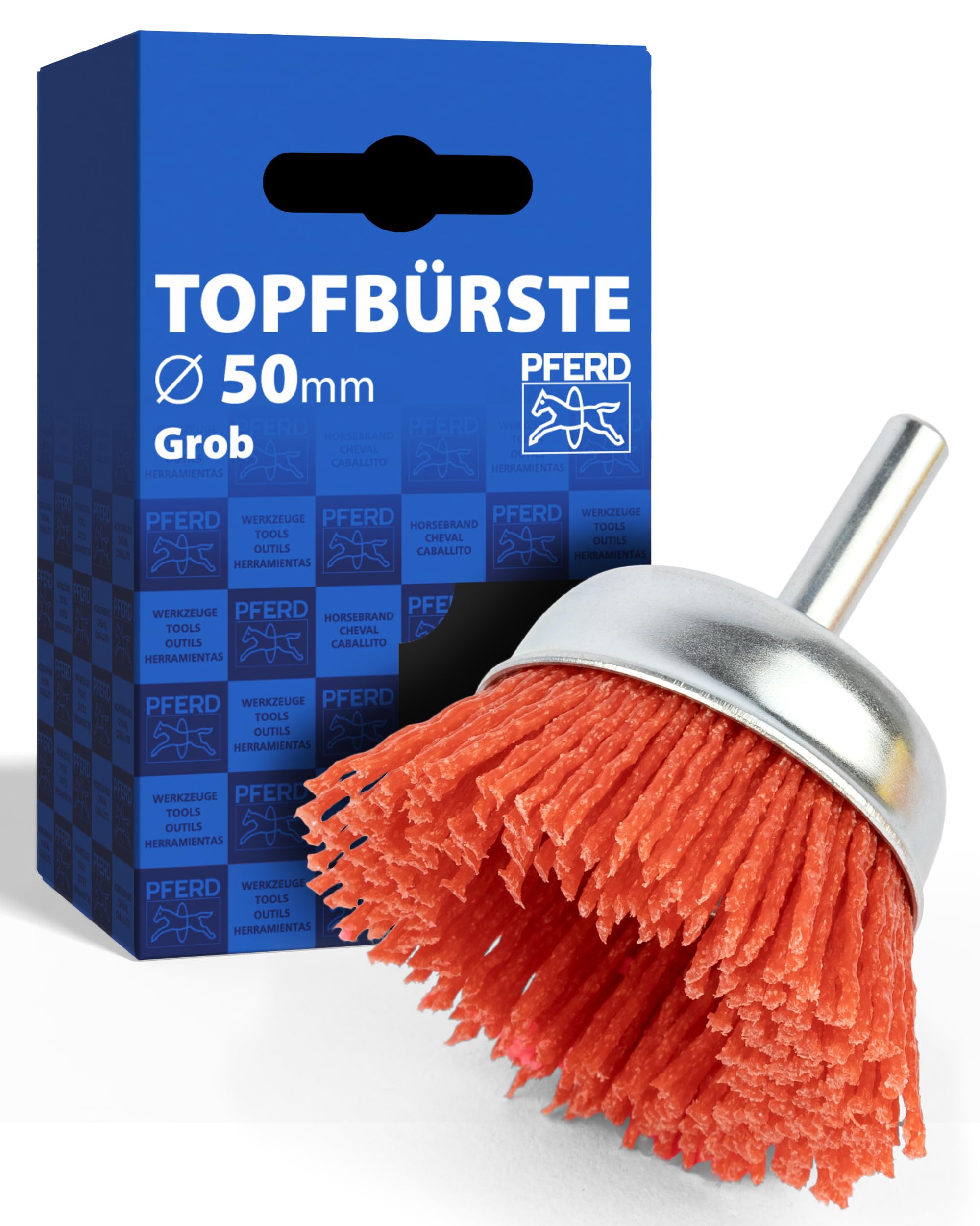 PFERD Cup Brush Untwisted TBU Coarse (RED) | Diameter 50 mm Shaft Diameter 6 mm RED Filament Diameter 1.27 mm | 43740165 - for Drills