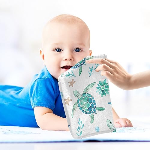 Miniatura 6 de Burbuja Toallas para bebé de acuarela de tortugas marinas, toalla de muselina de algodón suave absorbente para bebé recién nacido, artículo esencial