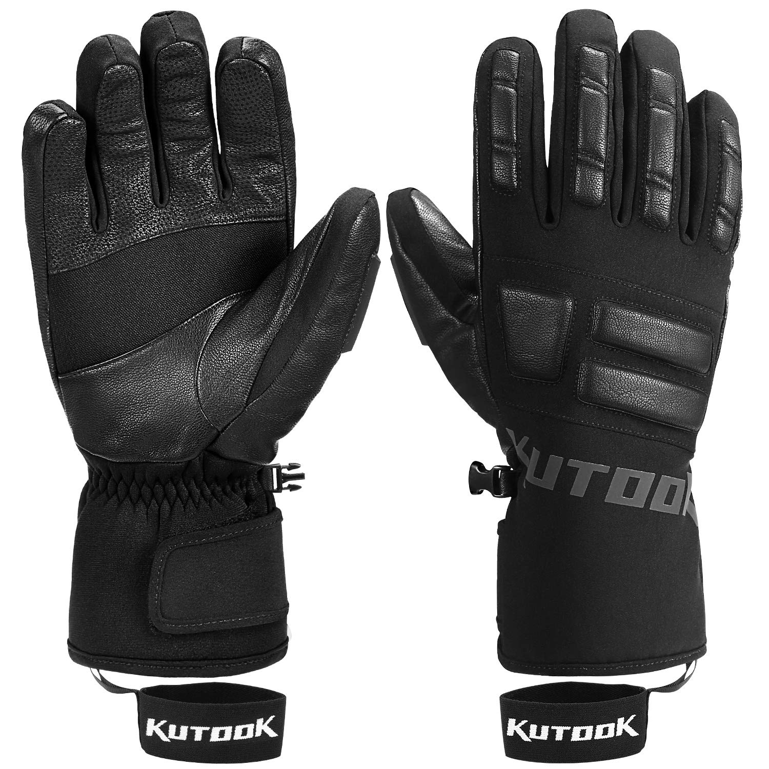 KUTOOKKUTOOK Snow Gloves Men with HIPORA Waterproof Membrane Goatskin Palm 3m Thinsulate