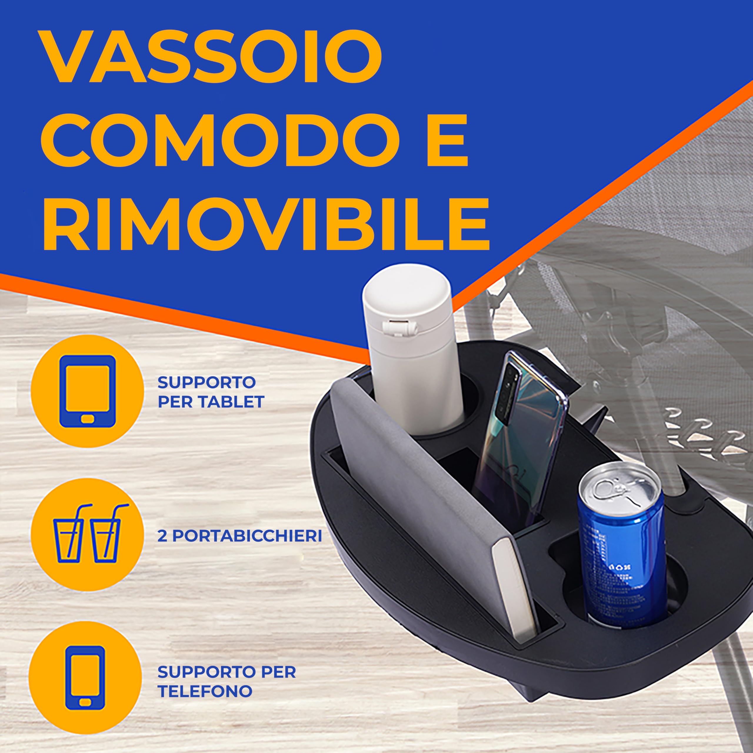 SereneLife Set 2 Sedie da Giardino Reclinabili, Sdraio Regolabili con Vassoio, Portabicchieri, Cuscino, Pieghevoli per Esterni, Terrazza, Piscina, Spiaggia