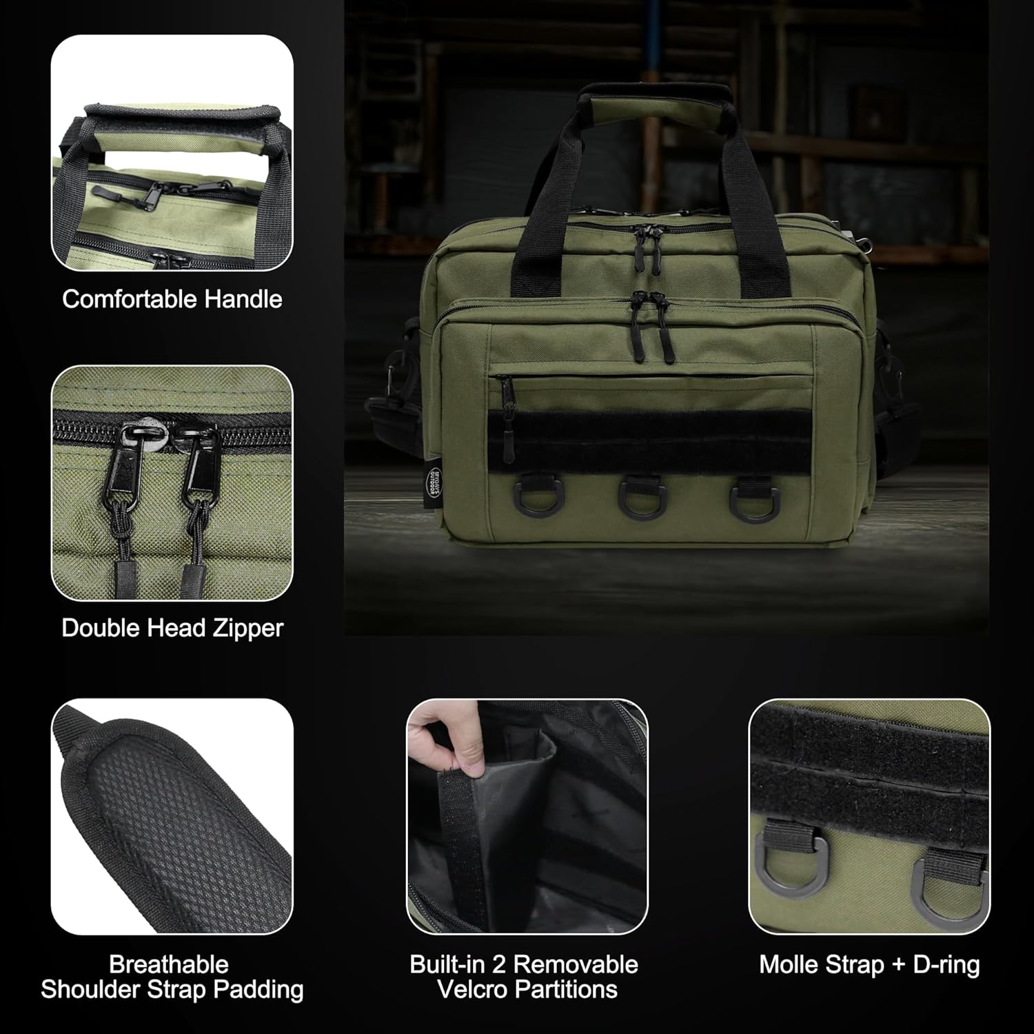 Gun Range Bags for Handguns, Tactical 2 Firearm Shooting Bag for Ammo, Pistol Carrying Case with Multi-Pockets, Shooters Duffle Bag for Outdoor Hunting - Image 5