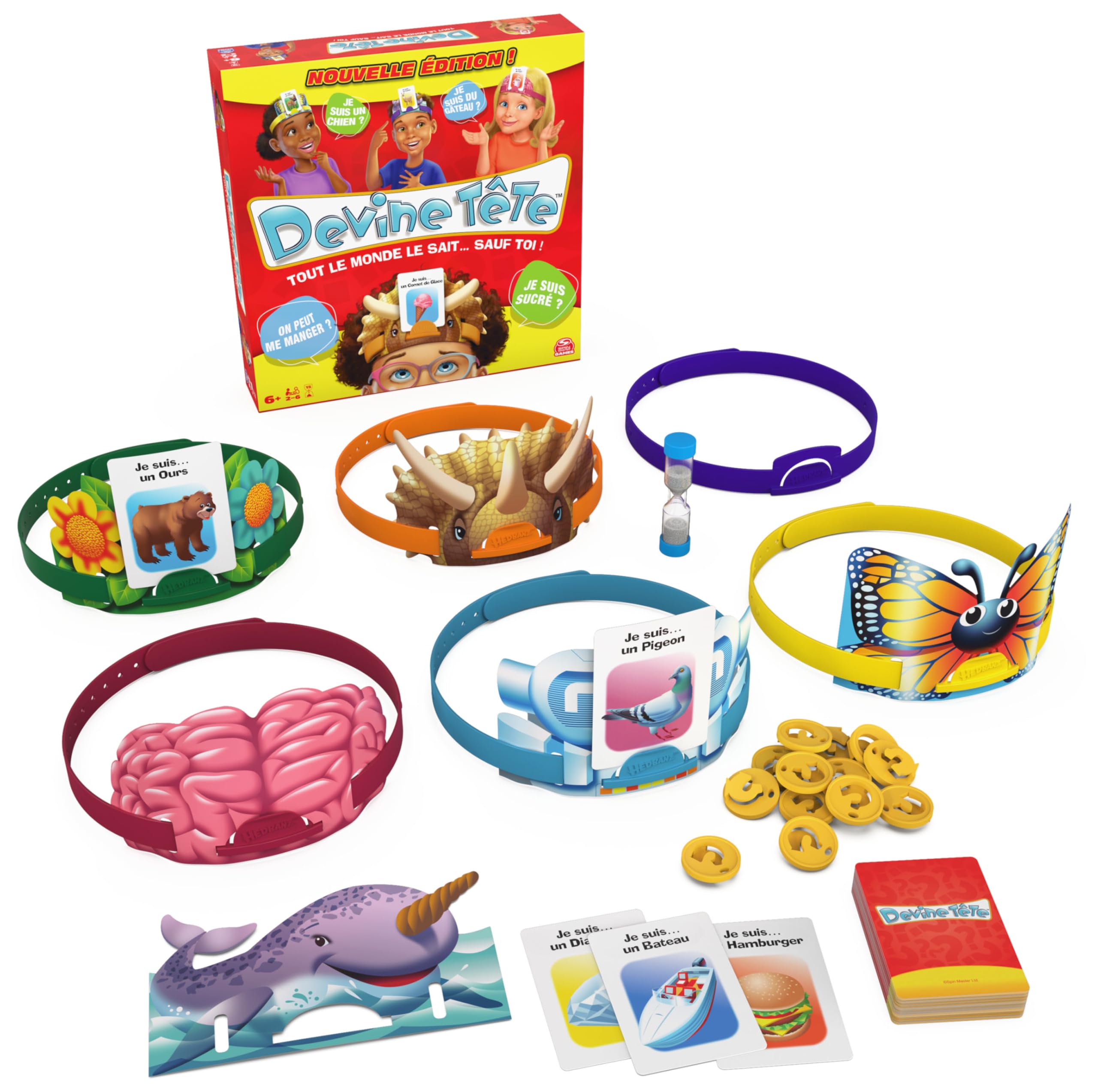 Devine Tête Classique - Jeu de Société Famille - Bandeaux et Devinettes - Devinez L'Illustration De La Carte Qui Est sur Votre Tête - Jeu De Cartes - Version Française - Jouet Enfant 6 Ans et +