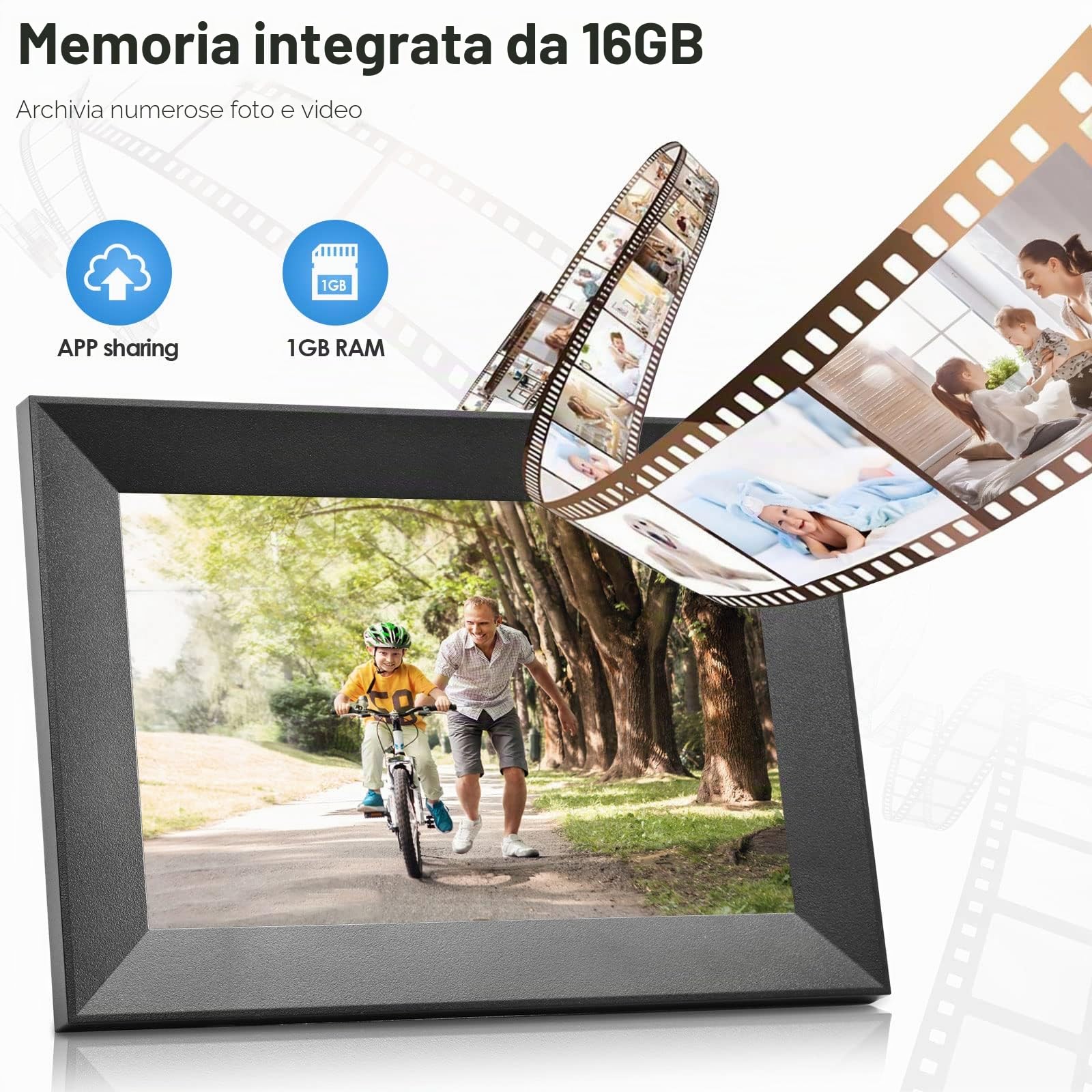 Cornice per foto digitali Cornice digitale WiFi da 10 pollici Lettore di foto/musica/video ad alta risoluzione 1920 * 1200 Lettore fotografico elettronico con display IPS completo