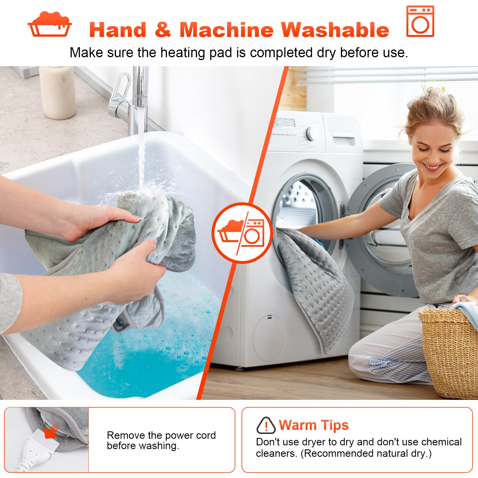 LAMA Electric Heated Foot Warmer, 74x40CM Fast Heating Foot Warmer Pad, Washable Feet Warmer with 6 Levels Temp & 4 Timers - Image 3