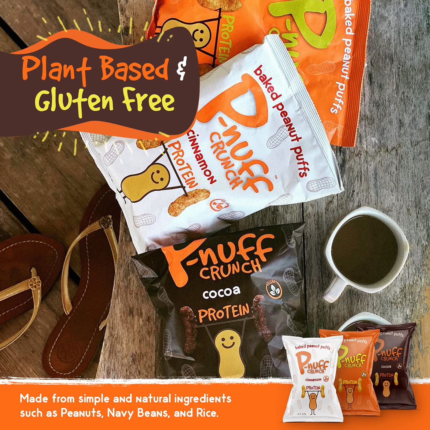 Pnuff Crunch Baked Peanut Puffs Healthy, Low Carb Peanut Butter Puffs, Complete Vegan Protein