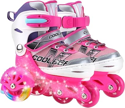 Adjustable Roller Skates for Girls and Women, All 8 Wheels of Girls Skates Shine, Safe and Fun Illuminating for Kids
