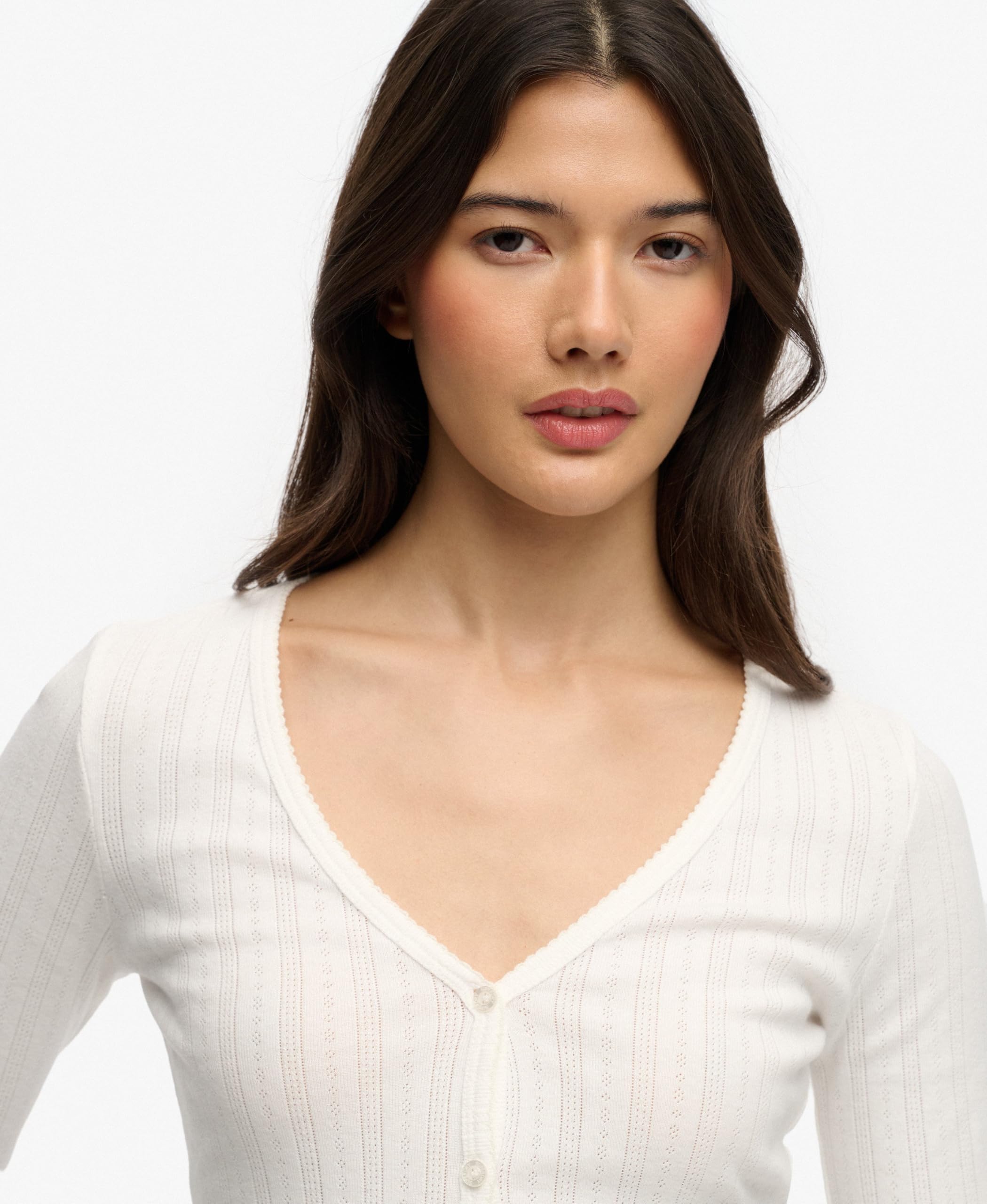 Superdry ATH Ess Pointelle Cardigan T-Shirt Donna