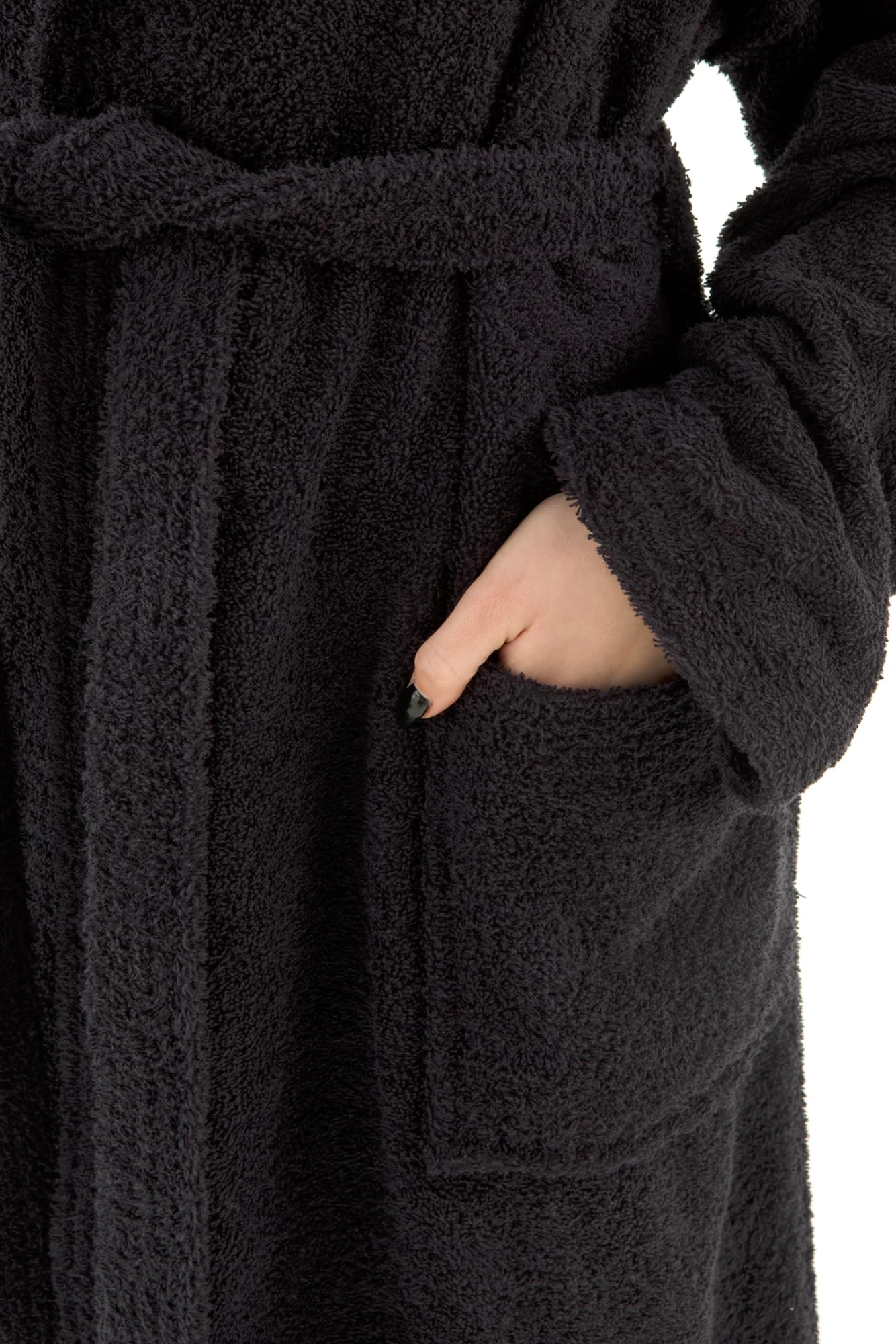 Top Towel - Elegancki - Szlafrok damski i męski 100% bawełna, 500 g/m² - Opcja z kapturem lub bez kaptura - Miękki i chłonny do prysznica, spa i basenu, Czarny (Black), XL