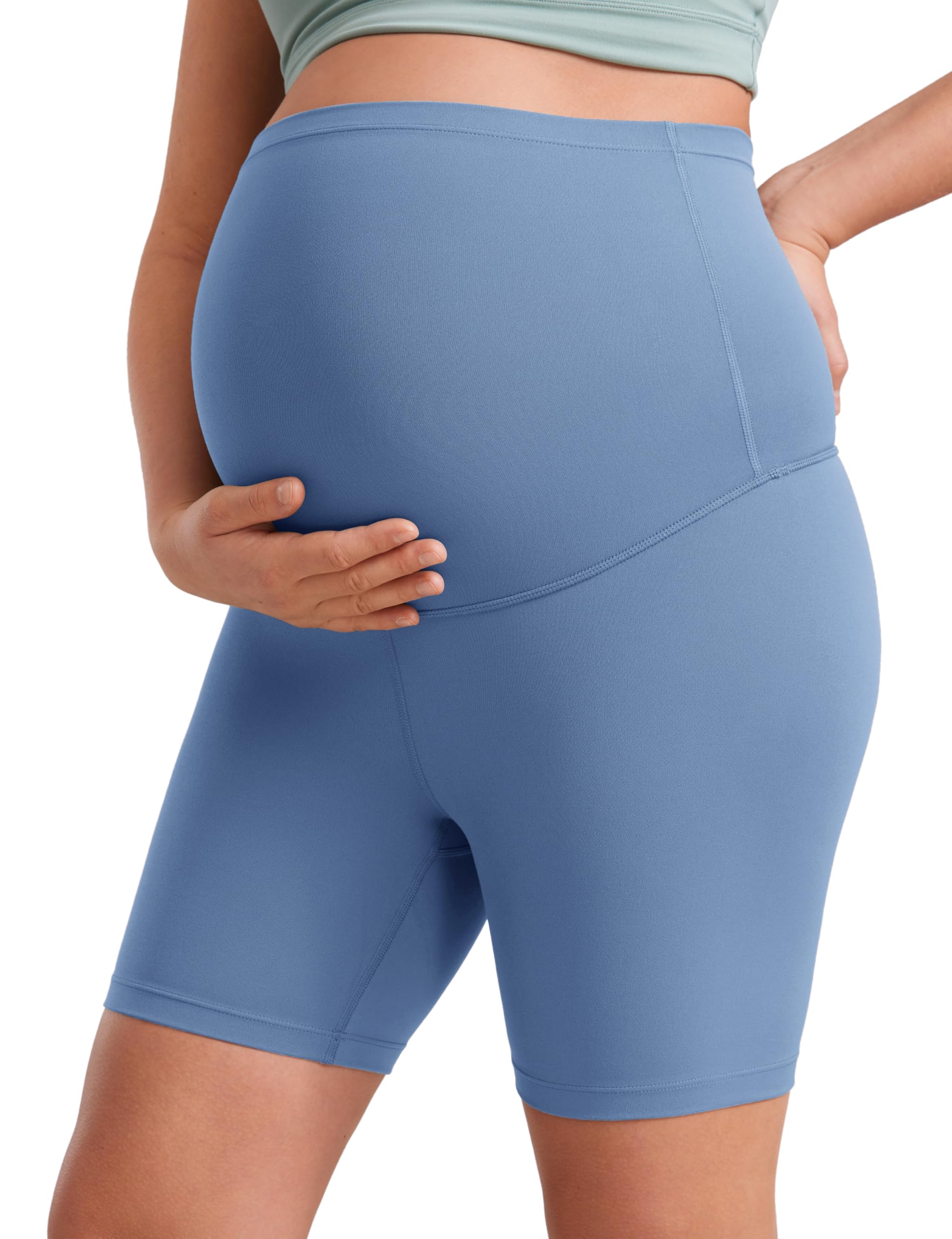 CRZ YOGA Women's Butterluxe Maternity Shorts Over The Belly - 4"/6"/8" Over Bump Yoga Sports Biker Shorts Pregnancy Leggings — view 14