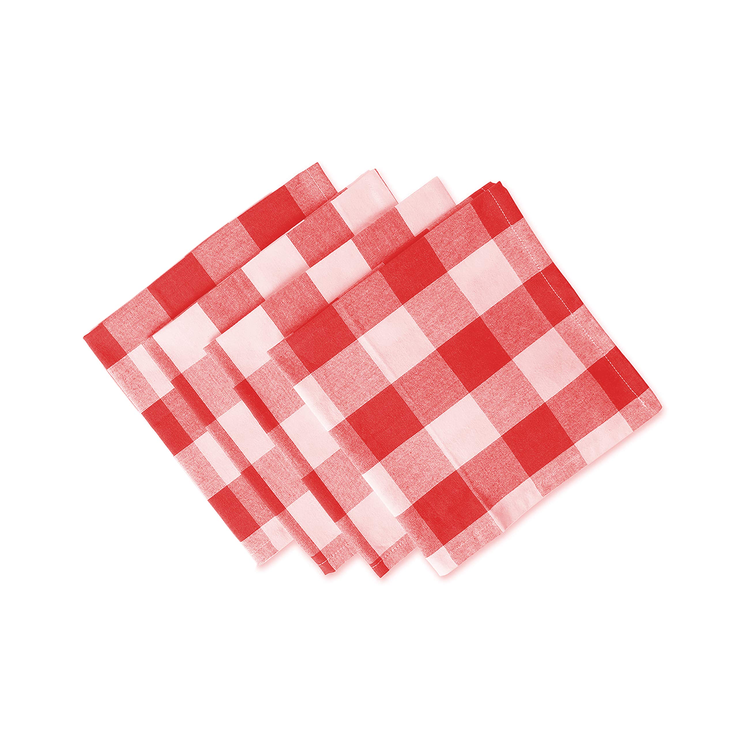Set of 4 Cotton Buffalo Check Cloth Table Napkin for Everyday PlaceSettings, Farmhouse Decor, Family Dinners, BBQ's, and Holidays ( Size : 14X14 Inch | ( 35.56 CM Square ) |Set of 4 Colour : RED And WHITE)