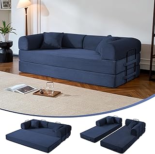 79'' Convertible Sleeper Sofa Bed with Fixed-Shape Frame Foldable Mattre...