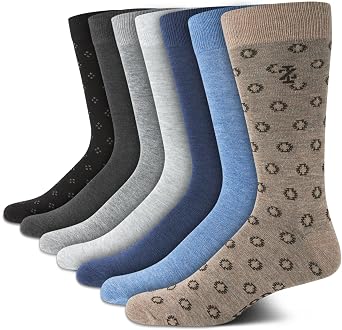 IZOD Mens Dress Socks - 7 Pack Lightweight Moisture Wicking Stay Up Cuffed Crew Socks for Men for Casual Business Formal Wear
