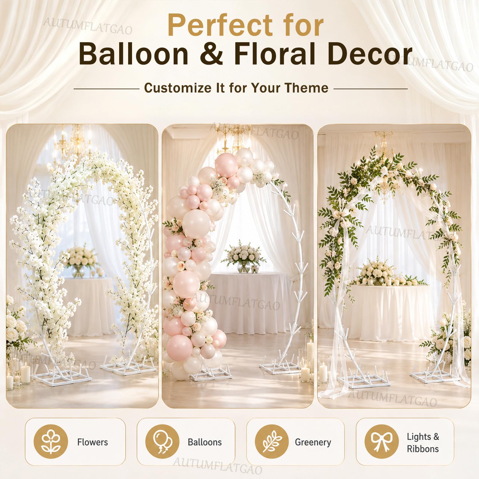 Deko Bogen Mit Ständer 2er Set, 2,2 M Weißer Metall-Traubogen Hochzeit, Hochzeitsbogen Als Hintergrundständer Für Trauung, Fotobox, Party, Empfang Und Gartendeko