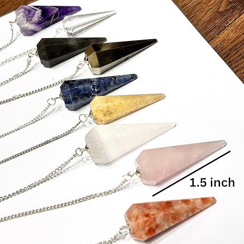 Vista 2 de Jet Mix - Péndulos de cono surtidos tallados en cadena para reiki (7)