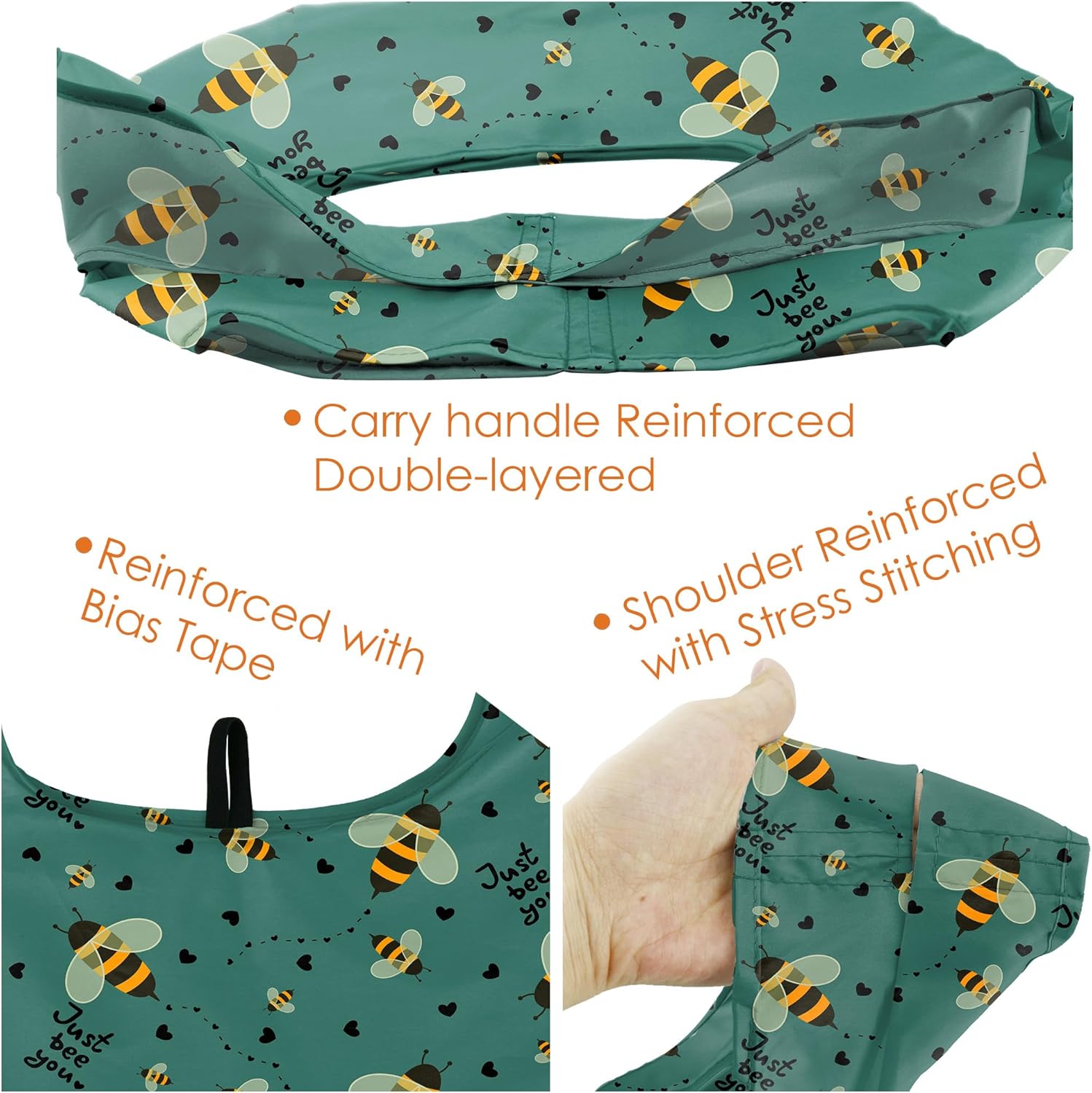 BeeGreen Animals Reusable Grocery Bags Bees Turtles Flamingo Peacock Alpaca Butterfly Lovers Gifts Shopping Bags Bulk 50LBS X-Large Foldable-Heavy Duty - Image 5