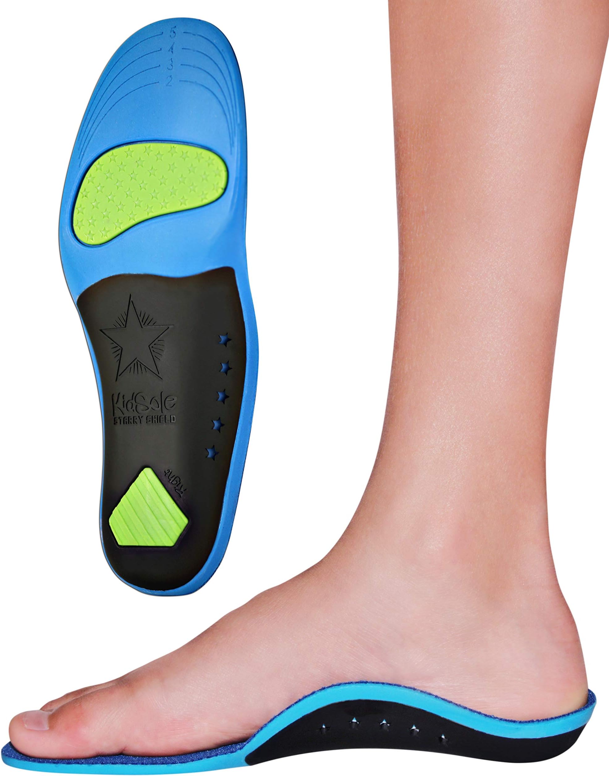 Children's Memory Foam Starry Shield Arch Support Insole for Comfort, Cushion & Arch Support by KidSole ((24 CM) Kids Size 2-6)