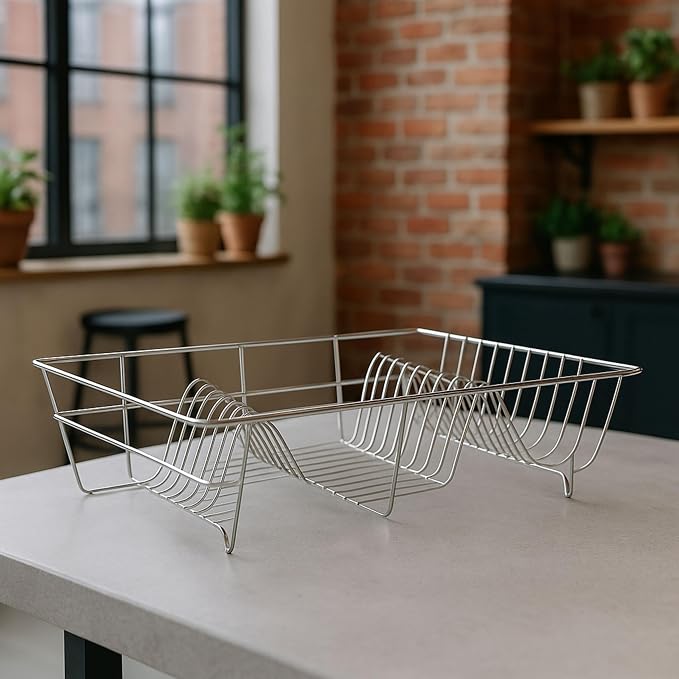 Clean Dish Storage Rack AAMEN Wipe Clean Dish Rack – Chrome, Wire Dish Rack, Dish Drying Racks ...