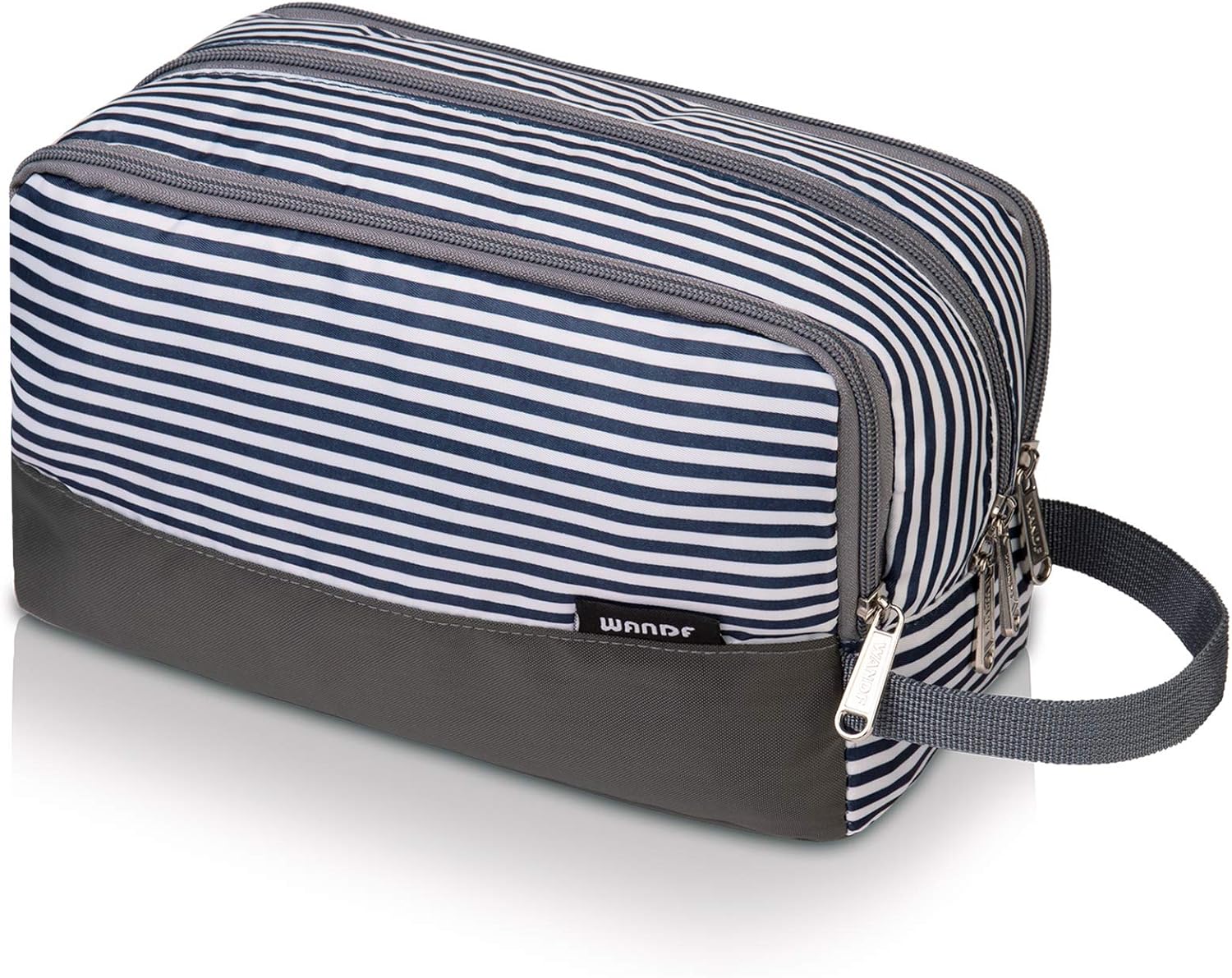Toiletry Bag Small Nylon Dopp Kit Lightweight Shaving Bag for Men and Women (Blue Stripe)