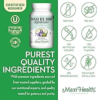 Vista 4 de Maxi Health Vitamin D3 3000 IU 75 mcg Vitamin D Supplement for Healthy Bones, Teeth, Immune Support - VIT D3 Supplement Easy to Swallow Non-GMO, Gel