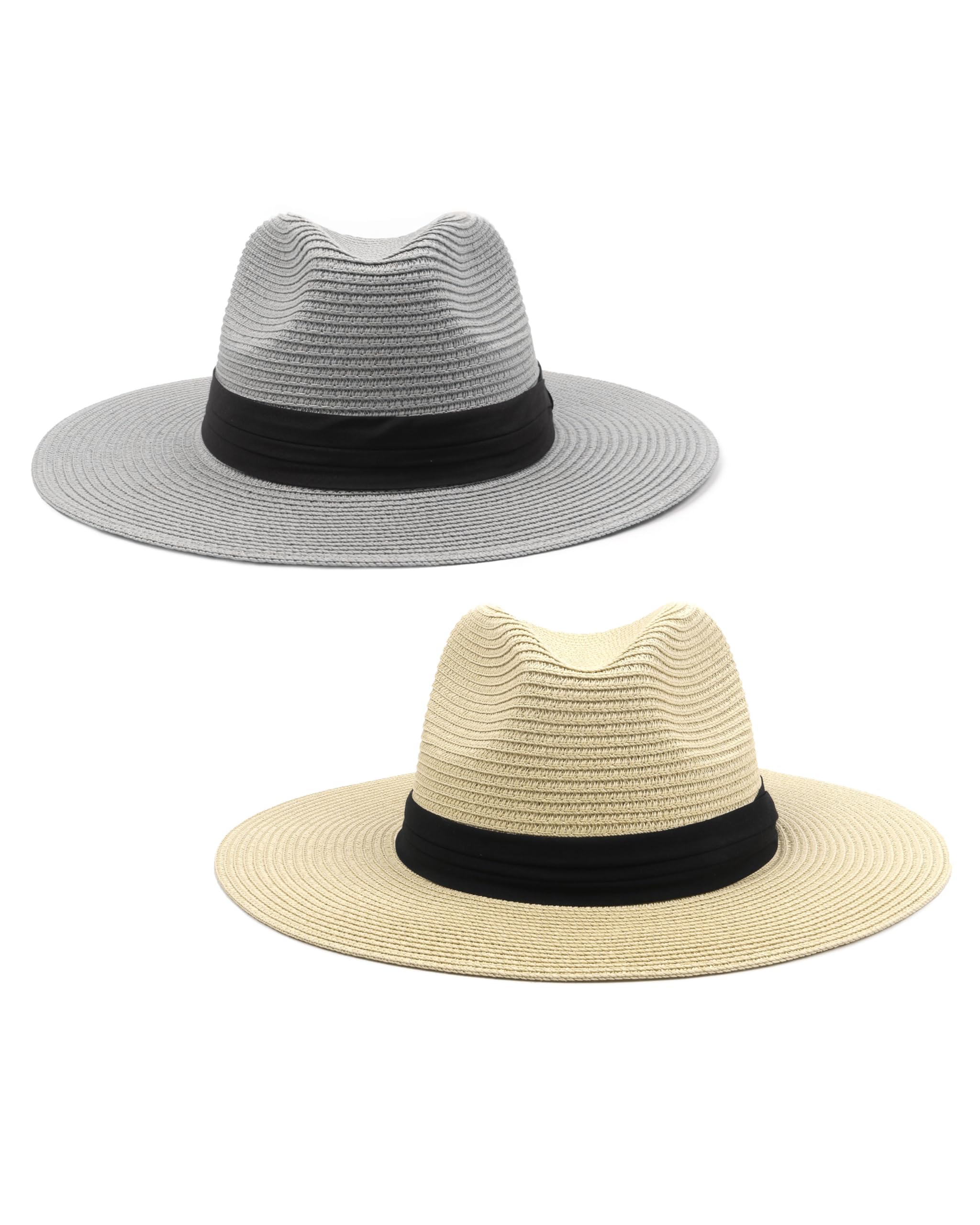 Zylioo Oversize XXL Straw Sun Hats,L/M/S UV Panama Beach Hat,X-Large Summer Fedora Hats with Lanyard for Big Heads