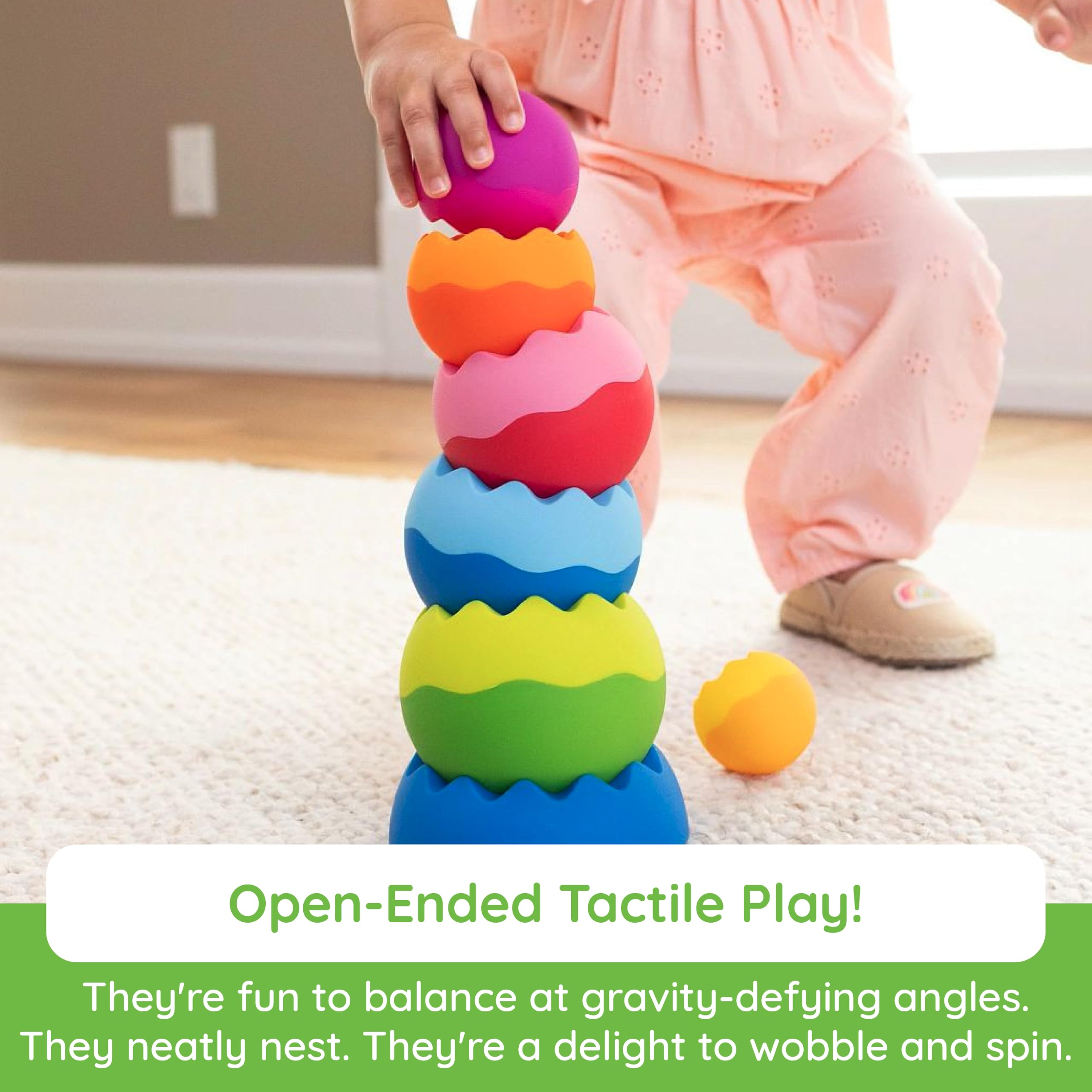 Fat Brain Tobbles Neo, Fat Brain Toys, Stacking Toys for Toddlers, Stacking Toy with Colours, Soft Surface for Sensory Development, Educational Toys for Boys and Girls Aged 6 Months and Older