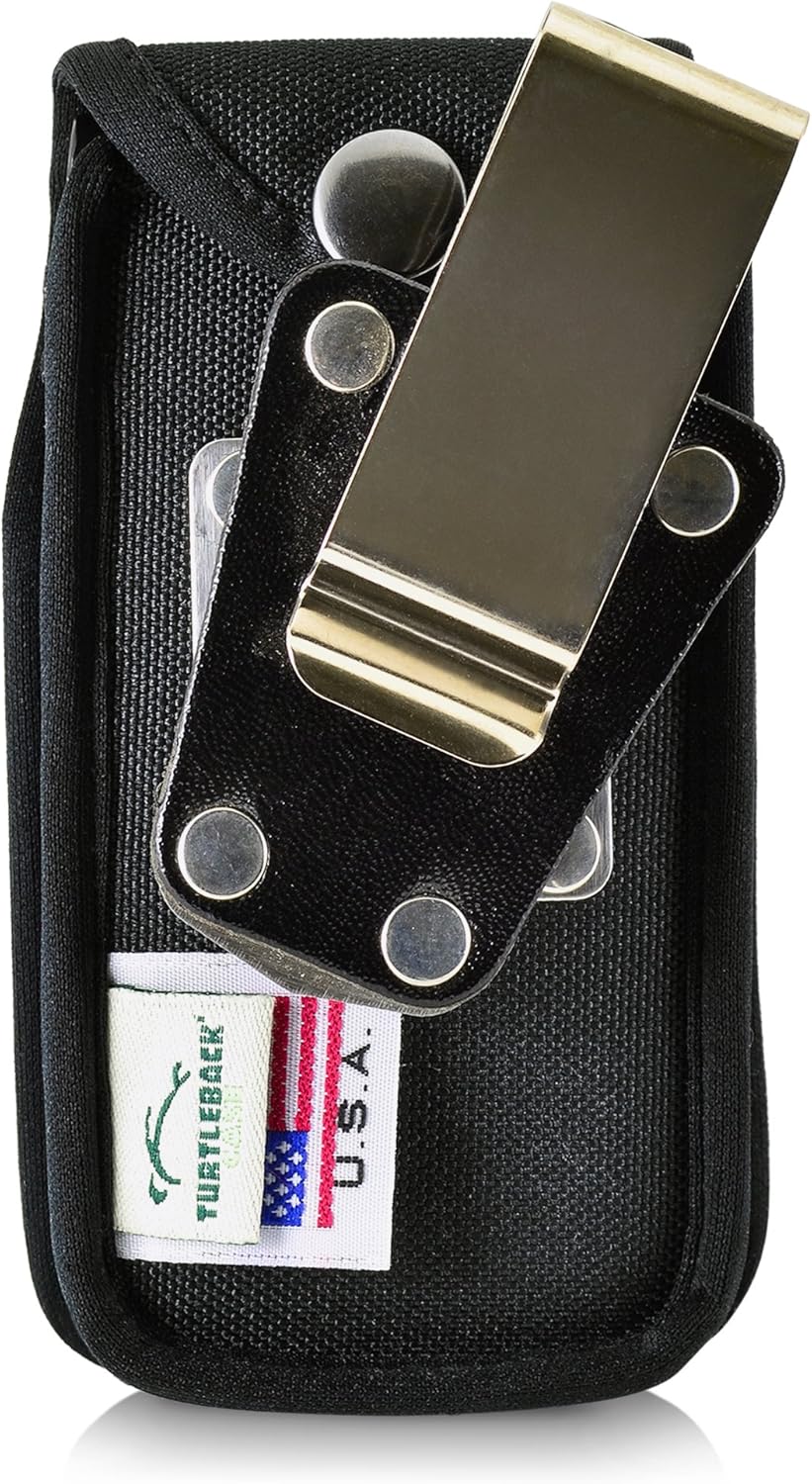 Turtleback Fitted Case Made for Alcatel Go Flip, Flip V, ATT Cingular FLIP2 and T-Mobile 4044W, MYFLIP (A405DL) Flip Phone Black Nylon Heavy Duty Rotating Removable Metal Belt Clip
