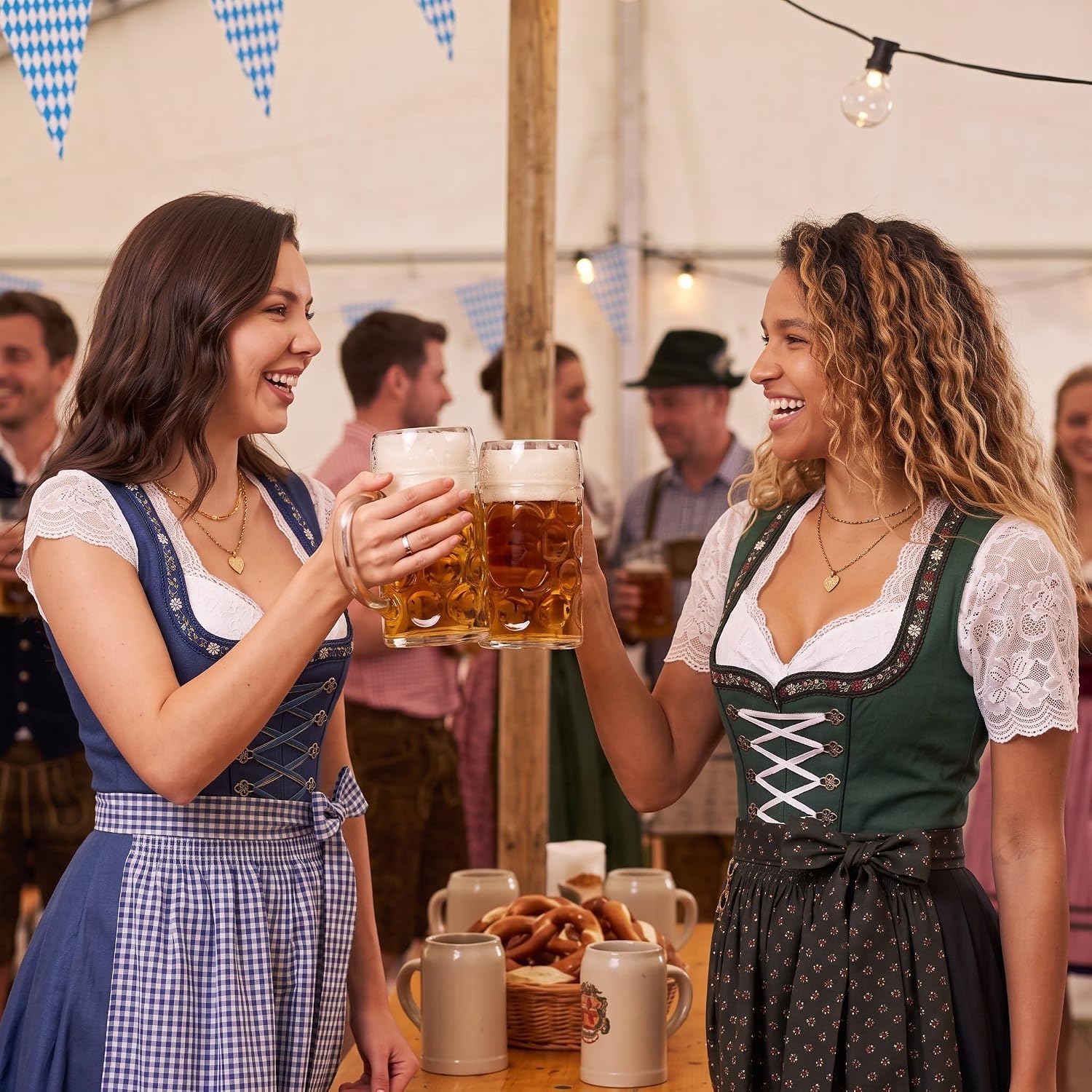 Hercicy 2 Pcs Oktoberfest Dirndl Blouse Women Lace Short Sleeve Top
