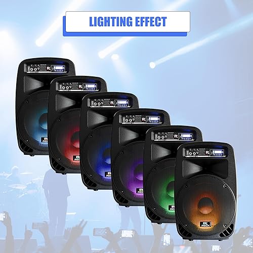 Miniatura 5 de PRORECK Dance 12 juego de sistema de audio de altavoces PA de 2 vías, portátil, 12 pulgadas y 1000 vatios, con Bluetooth, USB, lector de tarjeta SD