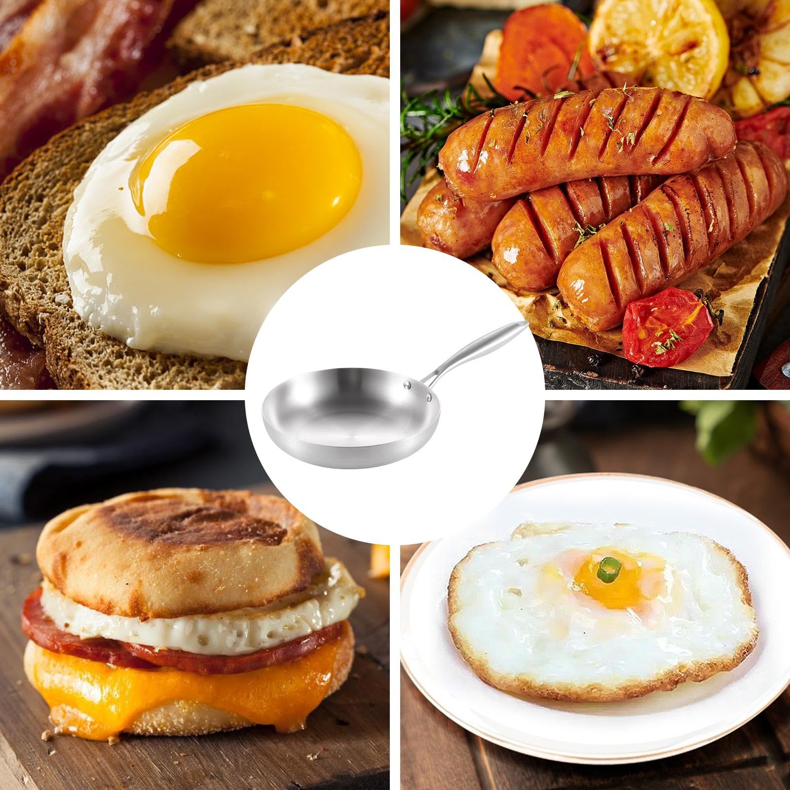 Deep Skillet Frying Pans, Oven Safe Skillet, Stainless Steel Cookware